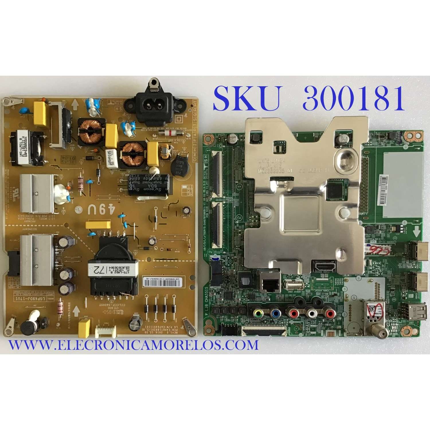 KIT DE TARJETAS PARA TV LG / NUMERO DE PARTE MAIN EBT65532904 / EAX67872805 / EAX67872805(1.1) / NUMERO DE PARTE FUENTE EAY64511101 / 64511101 / LGP49DJ-17U1 / EAX67189201 / PANEL NC490DGG-AAGX1 / DISPLAY LC490DGJ (SL)( A1) / MODELO 49UK6090PUA.BUSWLOR
